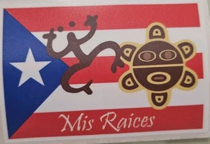 PUERTO RICO PR STICKER DECAL BORINQUEN BORICUA ORGULLO FLAG MIS RAICES NEW Taino - Picture 1 of 1