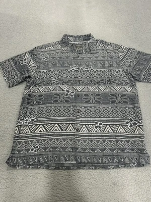 Camisa Colección Quiksilver Waterman Para Hombre XL Gris Hawaiano Polinesia Abstracta Foto 1 de 4