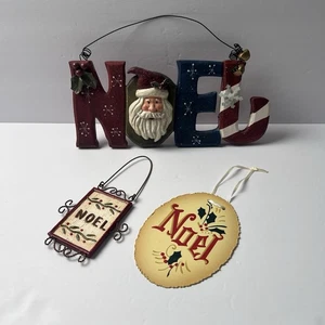 3 adornos de decoración de metal de madera de Papá Noel de campo rústico de Navidad - Imagen 1 de 12