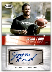 2012 SAGE HIT Autographs Jason Ford Rookie Auto Illinois Fighting Illini #A37
