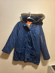 Vintage 70’s Arctic Snorkel Parka Blue Fur Hood Puffer Jacket Adult Medium -Read - Picture 1 of 7