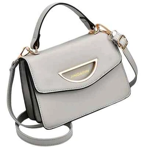 Women Shoulder Handbag Large Clutch Faux Leather Gray 30593 - Picture 1 of 5