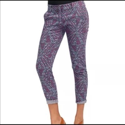 Cabi Blue Pink Floral Straight Leg Pants Size 8 #806 - Image 1 of 4