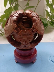 Mascotte Casa Vecchio Mappamondo Giada Set 4 Catena Sfera Geomanzia Palla Puzzle Esposizione Bello* - Foto 1 di 9