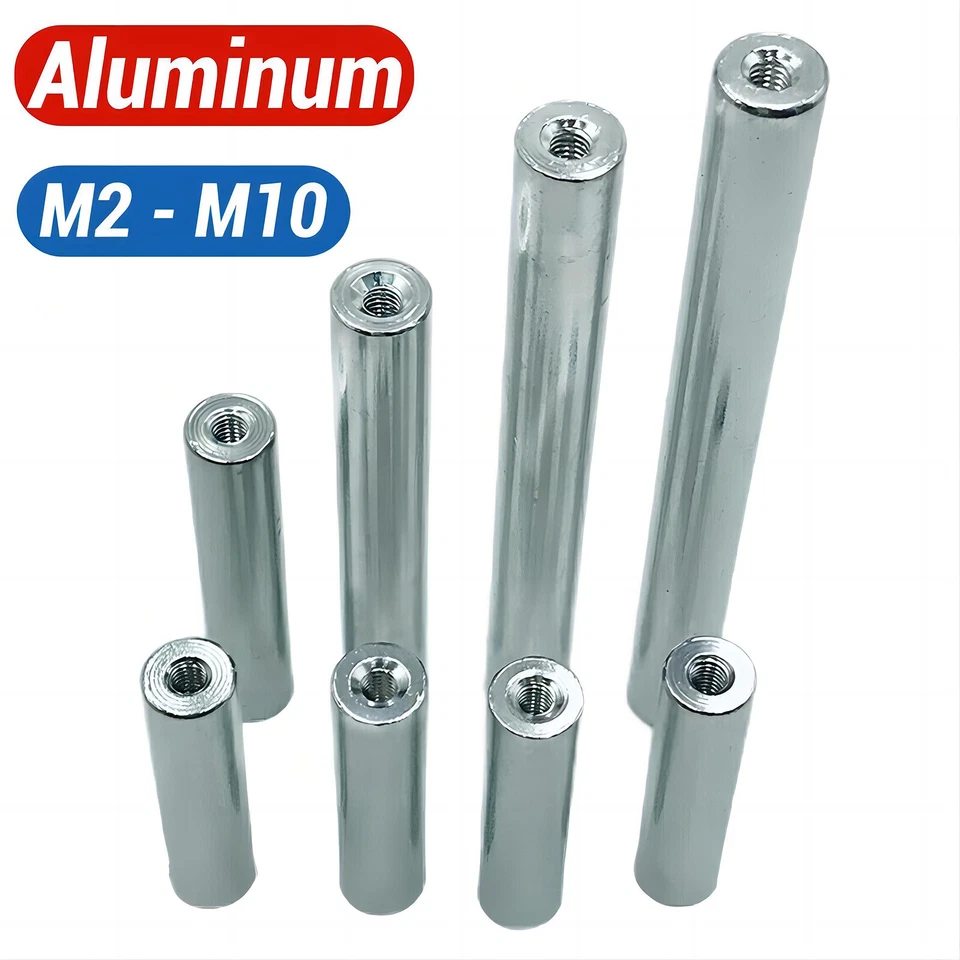Verbindungsmuffe Rund M2 M2.5 M4 M5 M6 M8 M10 Aluminium Langmutter Gewindemuffe - Bild 1 von 4