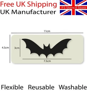 Flying Bat Crafting Card Making Face Paint Stencil 11cm x 4.5cm Reusable  - Picture 1 of 3