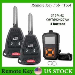 2 For 2010 2011 2012 Jeep Liberty Remote Key Fob 4 Button OHT692427AA + Tool Kit - Picture 1 of 9
