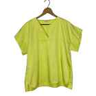 Gerard Darel Bright Yellow Chartreuse Boxy V-Neck Short Sleeve Top Size 12