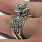 14k White Gold Plated Princess Cut Moissanite Engagement Band Bridal Ring