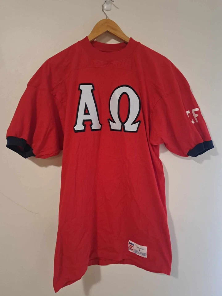 Vintage Eagle USA Fraternity Shirt, Alpha Omega- Size Large-  Made in USA (27) - image 1 of 4