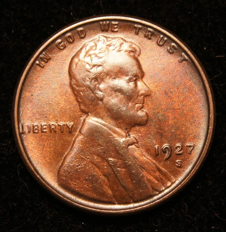 1927-S Lincoln Wheat Cent, MS+++ Cover