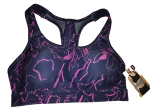 AVIA BRAND NEW SIZE SMALL 4-6 VENTILATED MOLDED CUP BRA SKETCH FLORAL INDIGO NWT - Picture 1 of 5