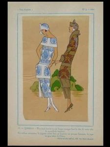 FRANZOSISCHE ART DECO MODE, KLEID, REAL - 1924 - POCHOIR PRINT, TRES PARISIEN - Bild 1 von 1