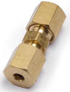 (10 Pack) 3/16" OD Tube x 3/16" OD Tube Brass Compression Union - Picture 1 of 3