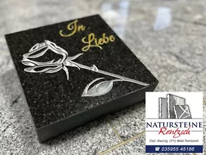 Gedenkplatte Grabstein Urnengrabstein Gedenkstein mit Ornament Rose + In Liebe - Bild 1 von 12