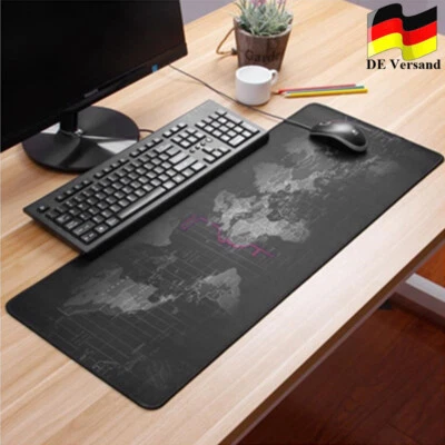 Gaming Mauspad XXL Anti-Rutsch Mousepad Schreibtisch Matte Weltkarte Design DE - Bild 1 von 4