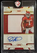2022 National Treasures Collegiate Jalen Hurts 2 Color Patch Auto gold 6/10