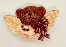 Vintage Silver Tone Resin Boyds Bear Angel Brooch Pin Jewelry