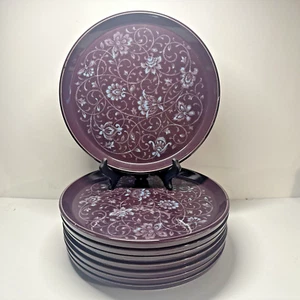 Noritake Primastone Fantasy Purple Dinner Plates Vintage Stoneware Lot 8 10.25" - Picture 1 of 12