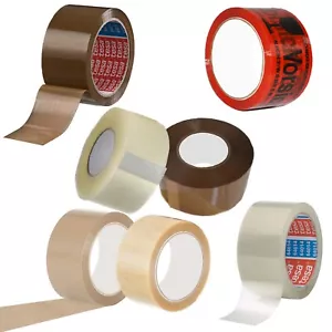 Klebeband Packband Paketband Tesa Transparent Braun Vorsicht Glas bedruckt leise - Bild 1 von 14
