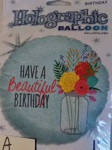 18" Mylar Geburtstag Ballon türkis Einmachglas Blumen Landhaus Kern - Bild 1 von 3