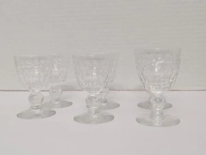 Set of 6 Stuart Crystal England Cut Glass Sherry or Cordial Glasses Laurel - Picture 1 of 6