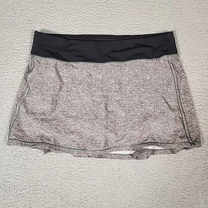 Lululemon Skirt Womens 10 Gray Black Pace Rival Running Tennis Lightweight - Picture 1 of 10