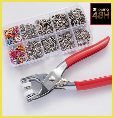 300-Pack Metal Snap Button Kit with Fastener Plier - Durable 5-Claw Buckle Tool - Image 1 of 4