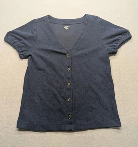 LOFT Outlet Damen Kurzarm V-Ausschnitt Strickjacke Pullover Navy Gr. XS - Bild 1 von 4