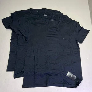 EMPORIO ARMANI (3 PACK) Crew Neck Undershirt Pure Cotton Men's Sz XL Black - Picture 1 of 12