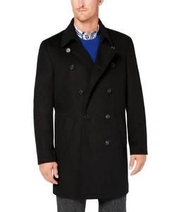 Ryan Seacrest Mens Modern-Fit Overcoat Dress, Black, Big & Tall, 42 Long - Picture 1 of 1