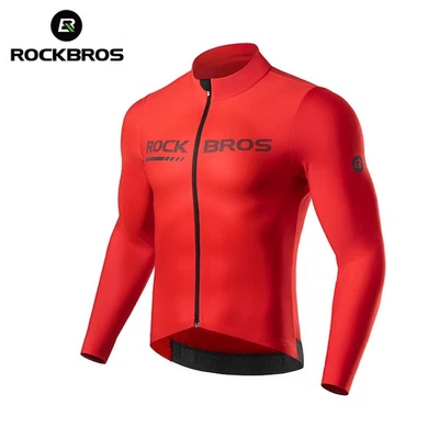 Camiseta deportiva de ciclismo ROCKBROS para hombre manga larga camisa de bicicleta con cremallera completa y bolsillos traseros Foto 1 de 4