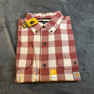 Carhartt Loose Fit Midweight Short Sleeve Plaid Shirt Casual Work Mens Large NWT - Picture 1 of 14
