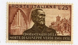 ITALIA REP. - 1951 - 50º anniversario della morte di Giuseppe Verdi  25L. MNH** - Picture 1 of 2