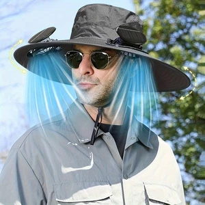 Outdoor Fishing Cap with Built-in Cooling Fan And UPF Sun Protection Lightweight - Picture 1 of 17