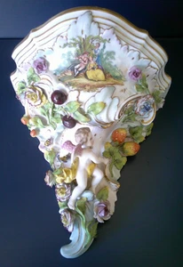 Dresden (Carl-Johann Thieme 1823-1888) Flower & Fruit Encrusted Wall Console - Picture 1 of 6