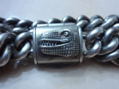 **ULTRA RARO** BRAZALETE BARRY KIESELSTEIN CORDÓN PESADO ESLABÓN T-REX ESTERLINA 9 pulgadas Foto 1 de 4