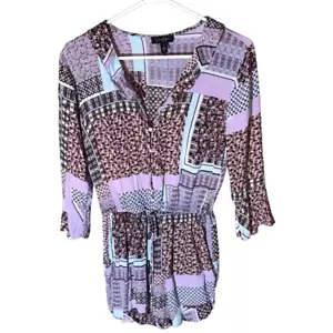 Jessica Simpson shortall jumpsuit SZ small purple pink patchwork ruffle 1pc (Rk) - Picture 1 of 7