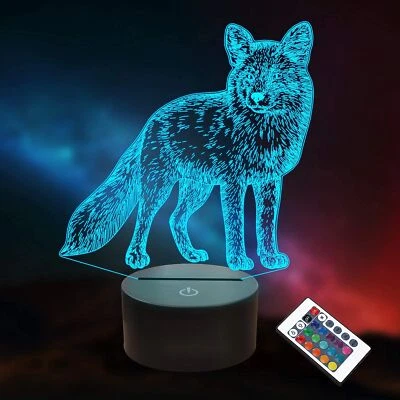 Wolf Geschenke für Kinder Mädchen 3D Lampe Tier LED Illusion Nachtlicht mit F... - Bild 1 von 4