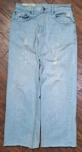 Jeans chor vintage anni 90 uomo 30x30 larghi vernice invecchiata macchie sbiadite gamba larga - Foto 1 di 14