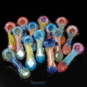 4.5 inch Handmade Thick Fumed Plasma Electric Swirl Smoking Bowl Glass Pipes - Picture 1 of 7