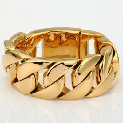 Collar de cadena de oro de 31 mm para hombre 316L acero inoxidable bordillo eslabón cubano PESADO Foto 1 de 4