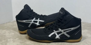 NWT Asics Matflex 5 GS Black Silver C545N Youth Wrestling Shoes Size 1.5 - Picture 1 of 9