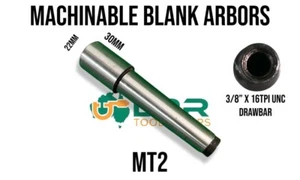Blank Arbor 2MT 3/8 UNC ground finish soft all over make your own holders  - Foto 1 di 1