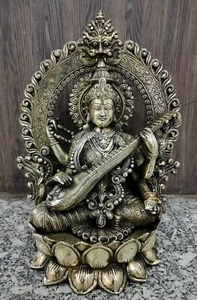 Whitewhale Maa Saraswati Brass Statue Religious Goddess Sculpture Idol - 15 Inch - Picture 1 of 5