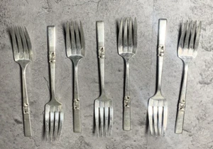 VTG Oneida Community Morning Star Salad Fork set of 7 Silver Plate - Picture 1 of 8