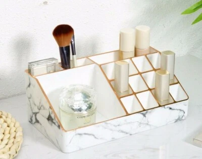 Organizzatore trucco marmo rossetto porta pennelli vanità scrivania conservazione cosmetici regalo - Immagine 1 di 4