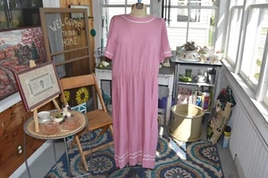 1980s Willow Ridge Pink Sailor Theme Maxi Dress Pleated Skirt 80s Does 30s Large - Picture 1 of 7