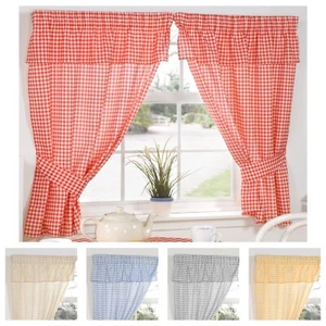 Kitchen Curtains Windows Pair Pencil Pleat Curtains Includes Tiebacks - Molly - Picture 1 of 11