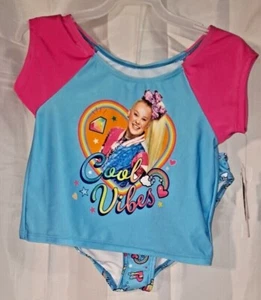 Nickelodeon Girls Swimming Suit 2 Piece Set Cool Vibes Size 10/12 Pink/Blue - Picture 1 of 8